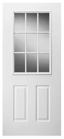 22-in x 36-in Clear Front Half Door Glass Inserts With Grid Over Glass 9 - Lite ("For Sale In Store Only")
