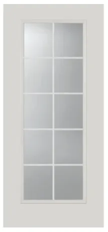 22-in x 64-in Clear Front Full Door Glass Inserts With Grid Over Glass 10 - Lite("For Sale In Store Only")