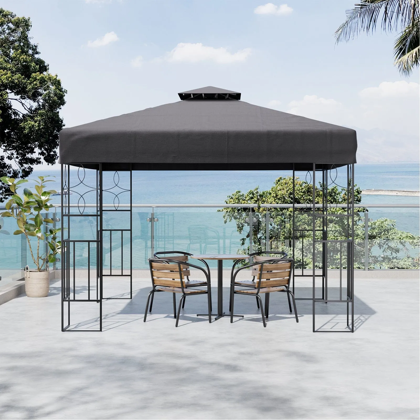 3x3m Steel Outdoor Pergola with Minimalist Design