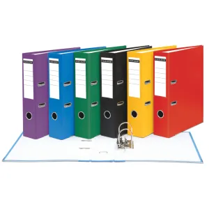 A4 Lever Arch File 2 Ring Gloss Cover 63mm Capacity Assorted Colour