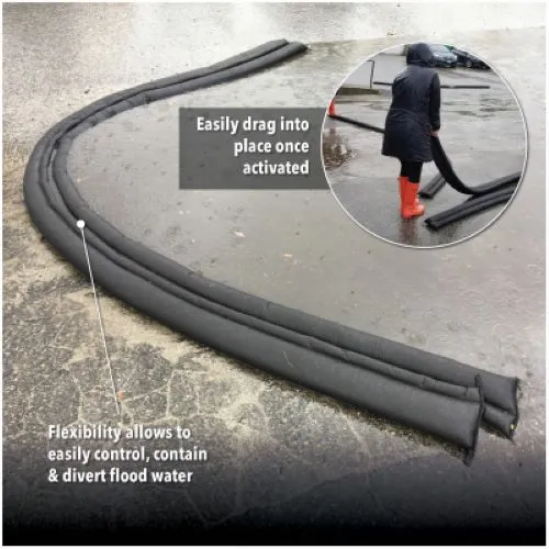 Absorbent QD617-1 Quick Dam 6" x 17' FT  Expanding Flood Water Barrier - Quantity of 2
