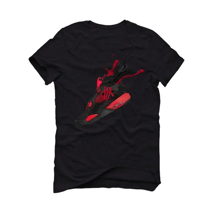 Air Jordan 4 “Red Thunder” Black T-Shirt (RED THUNDER SPLASH)
