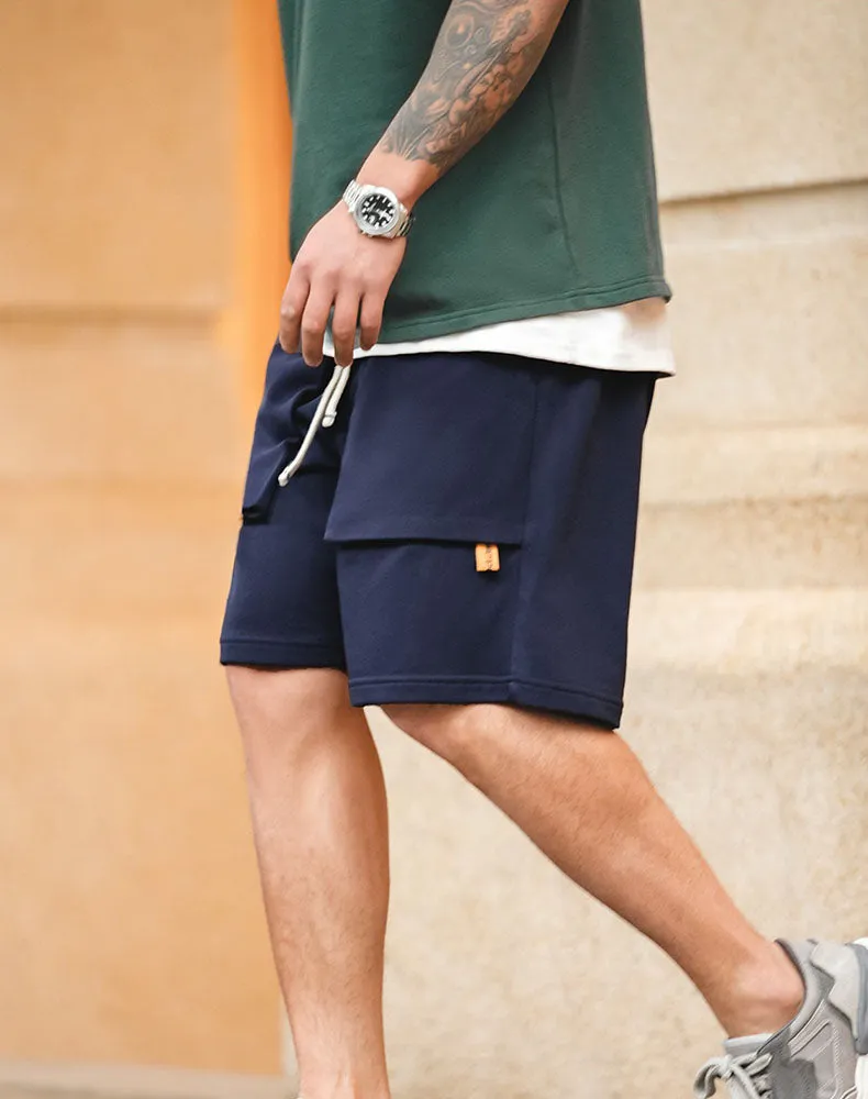 American Casual Heavy Knit Loose Big Pocket Sports Men's Shorts