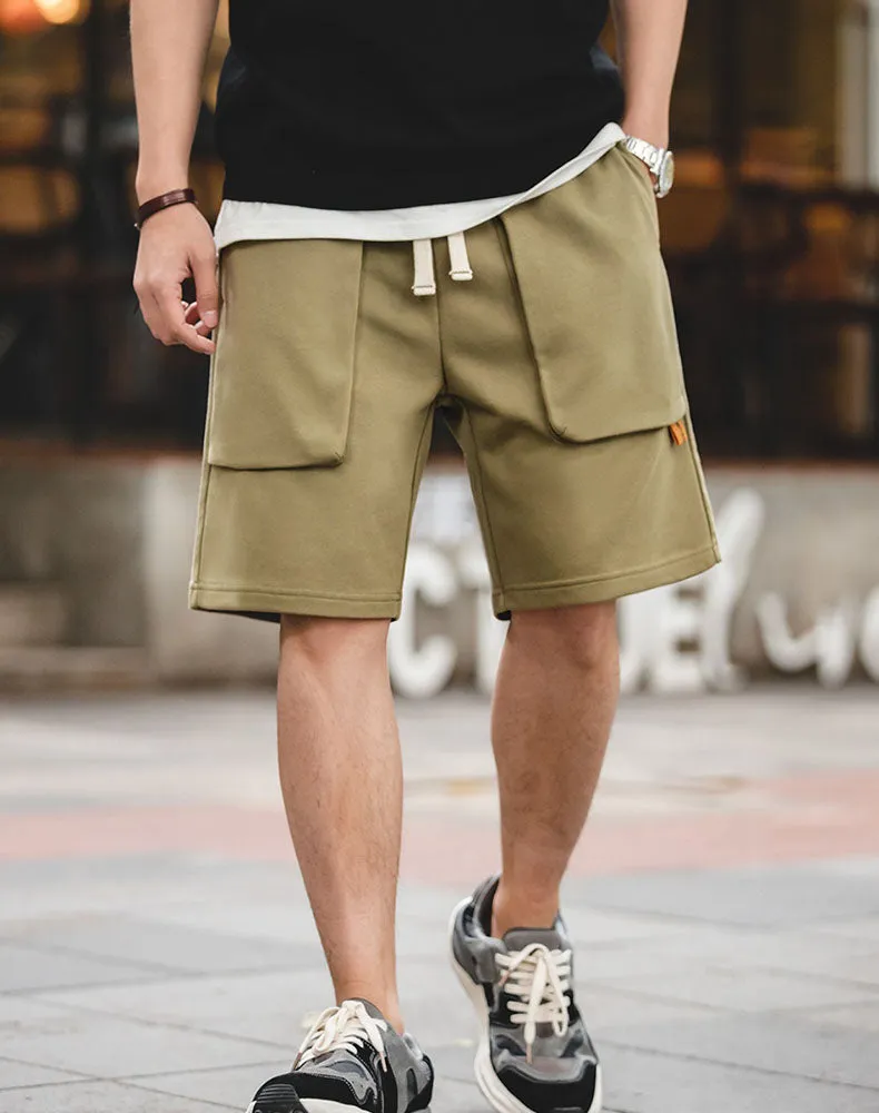 American Casual Heavy Knit Loose Big Pocket Sports Men's Shorts