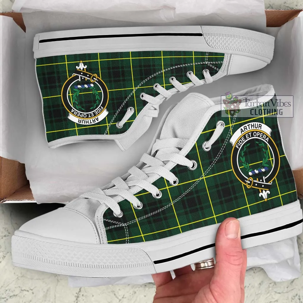Arthur Modern Tartan High Top Shoes with Family Crest