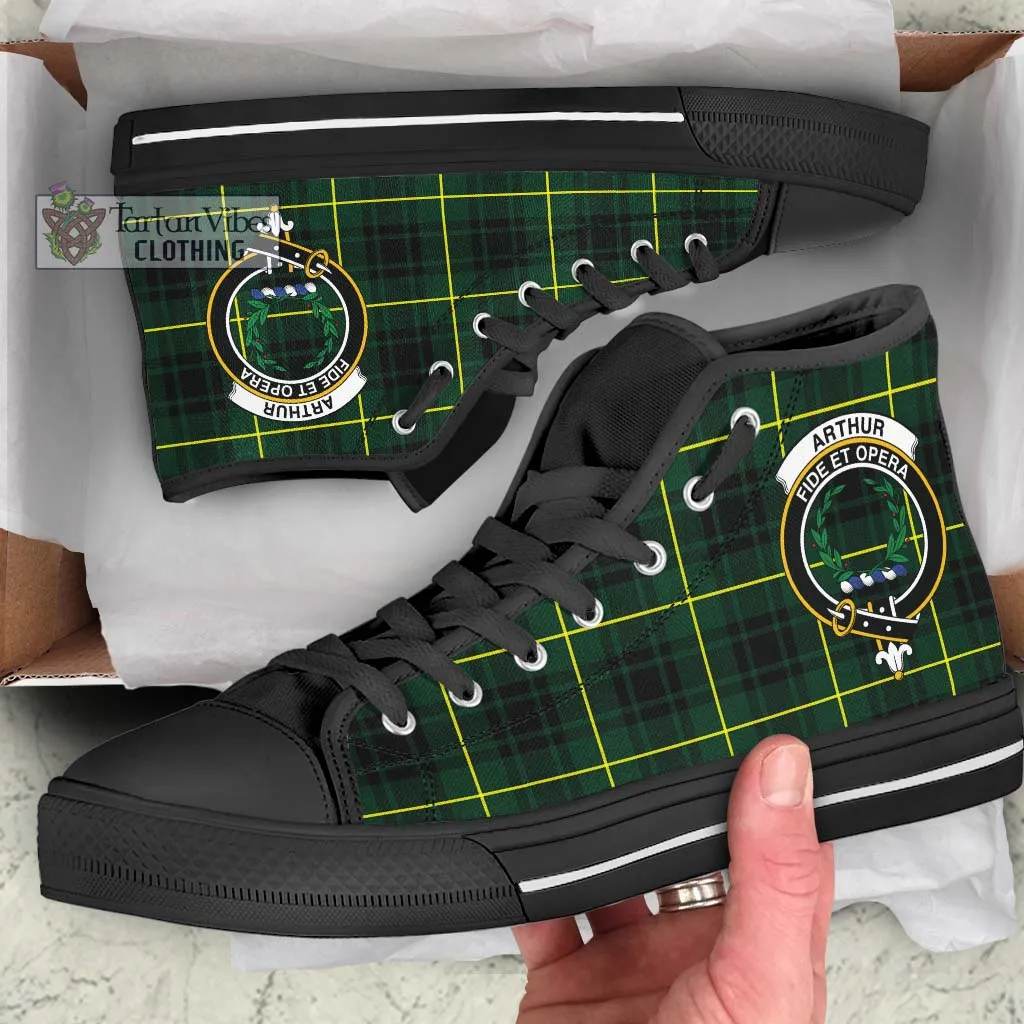 Arthur Modern Tartan High Top Shoes with Family Crest