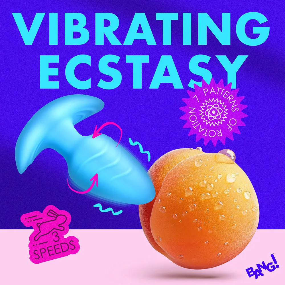 BANG! Rotating & Vibrating Silicone Butt Plug with Remote Blue
