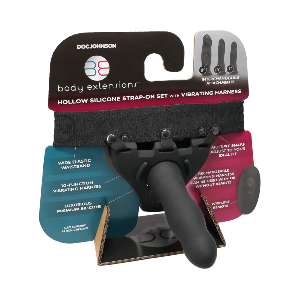 Be Bold Body Extensions Hollow Bulbed Strap-On 2-Piece Set Black