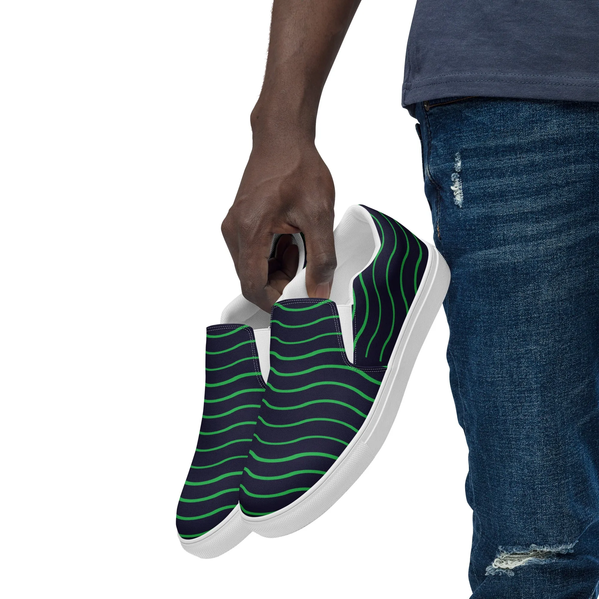 BE LIKE WATER Men’s Slip-On Canvas Shoes (Green)