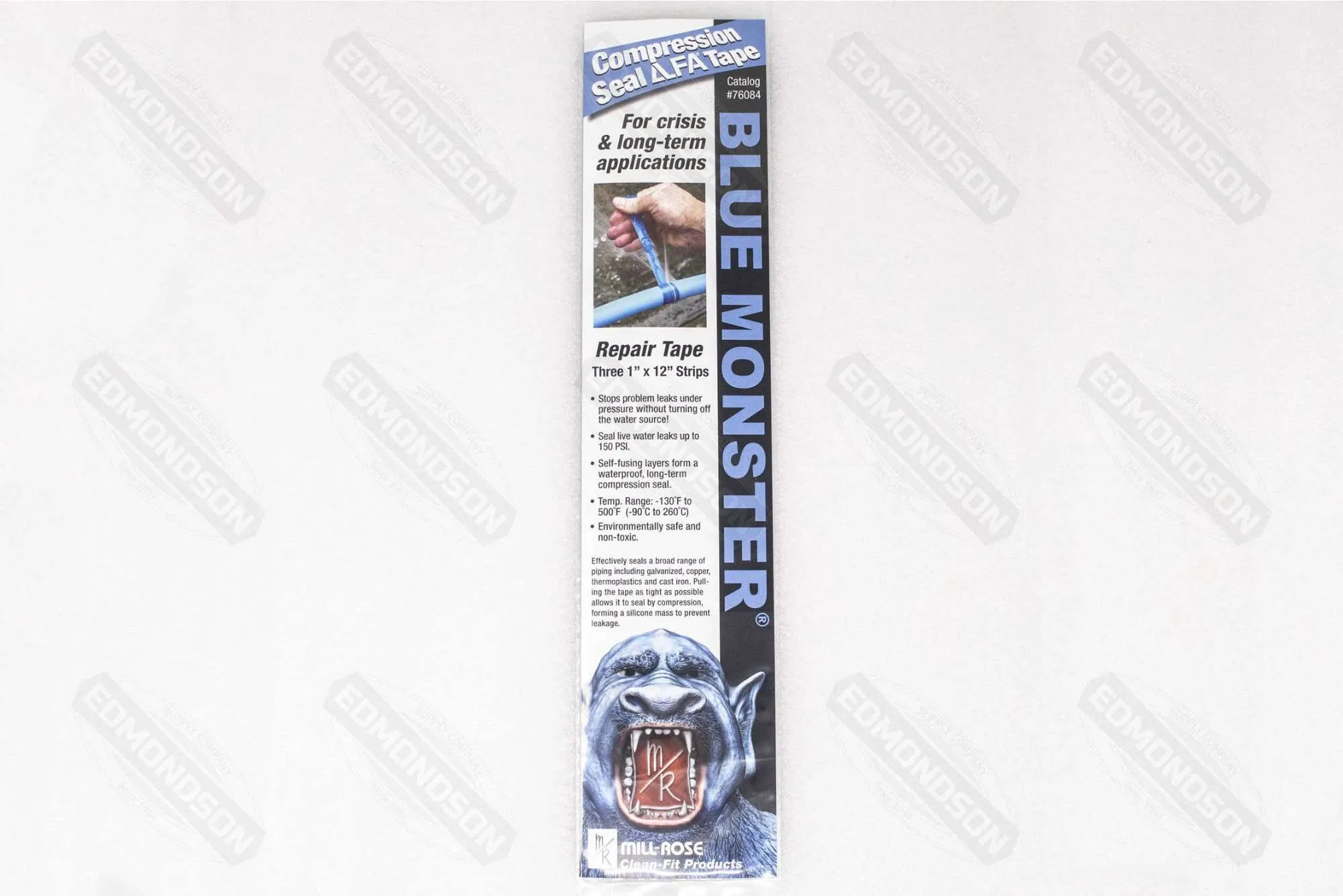 Blue Monster 76084 1” x 12”, 3-piece Strip/Pack Compression Seal Tape