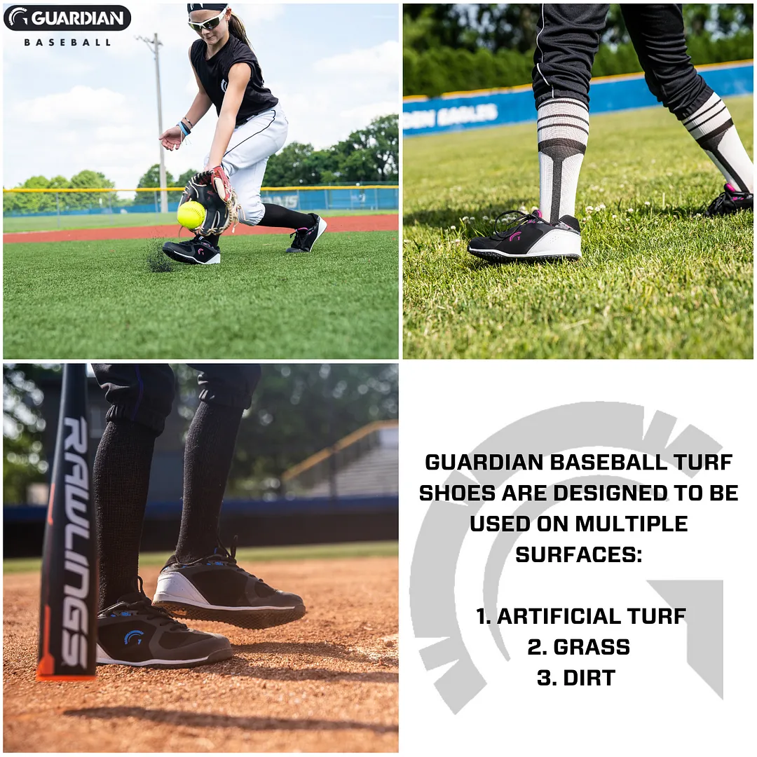 Bolt Youth Low Top Turf Baseball and Softball Shoes (Black/Red)