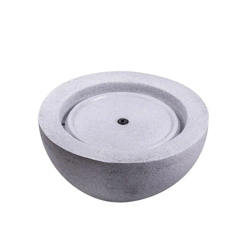 Bowl Stone Water Feature with LED Light - Light Grey