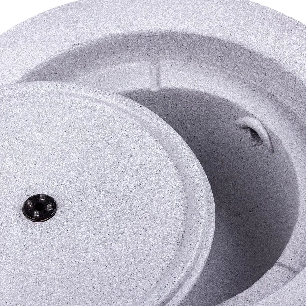 Bowl Stone Water Feature with LED Light - Light Grey