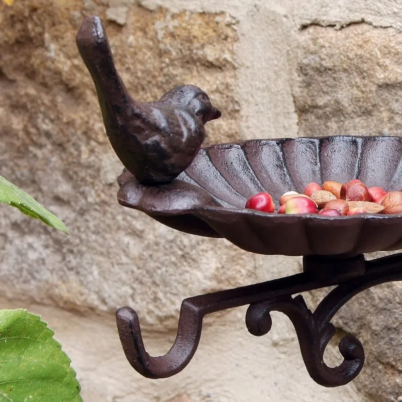 Cast Iron Outdoor Hanging Bracket with Bird Feeder