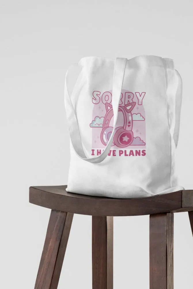Cat Headphones Zipper Tote Bag