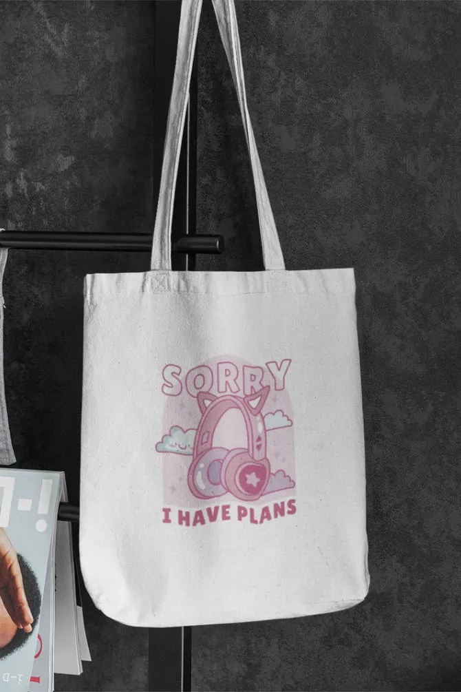 Cat Headphones Zipper Tote Bag