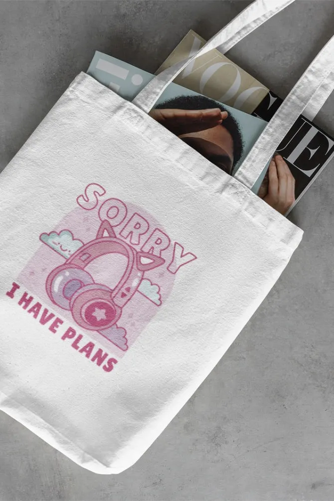 Cat Headphones Zipper Tote Bag