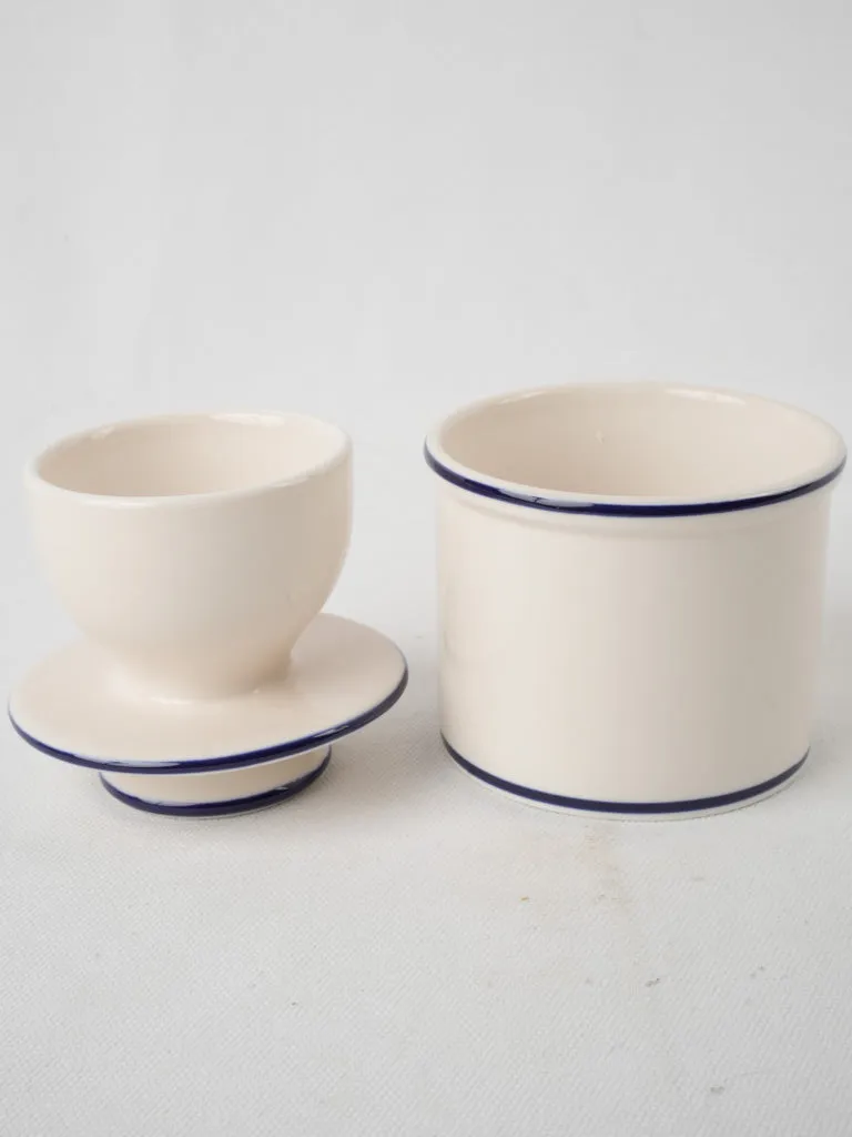 Ceramic butter bell w/ blue stripe in box w/ 3/3