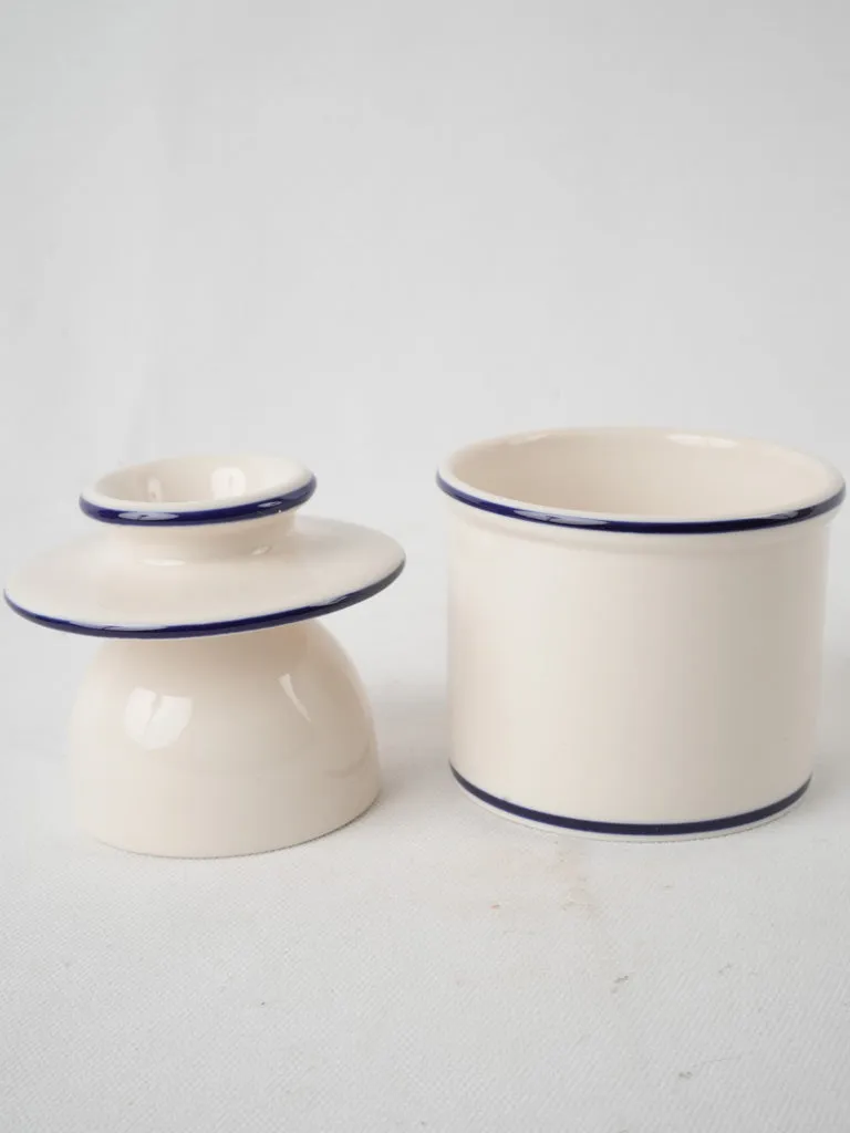Ceramic butter bell w/ blue stripe in box w/ 3/3