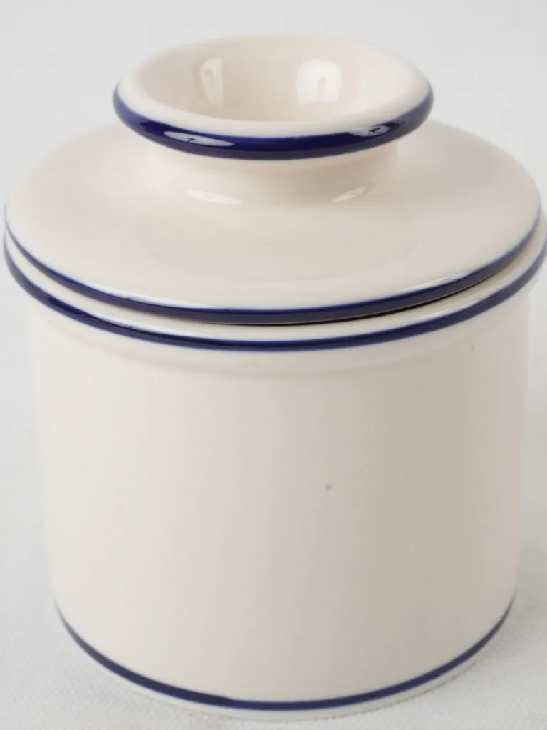 Ceramic butter bell w/ blue stripe in box w/ 3/3