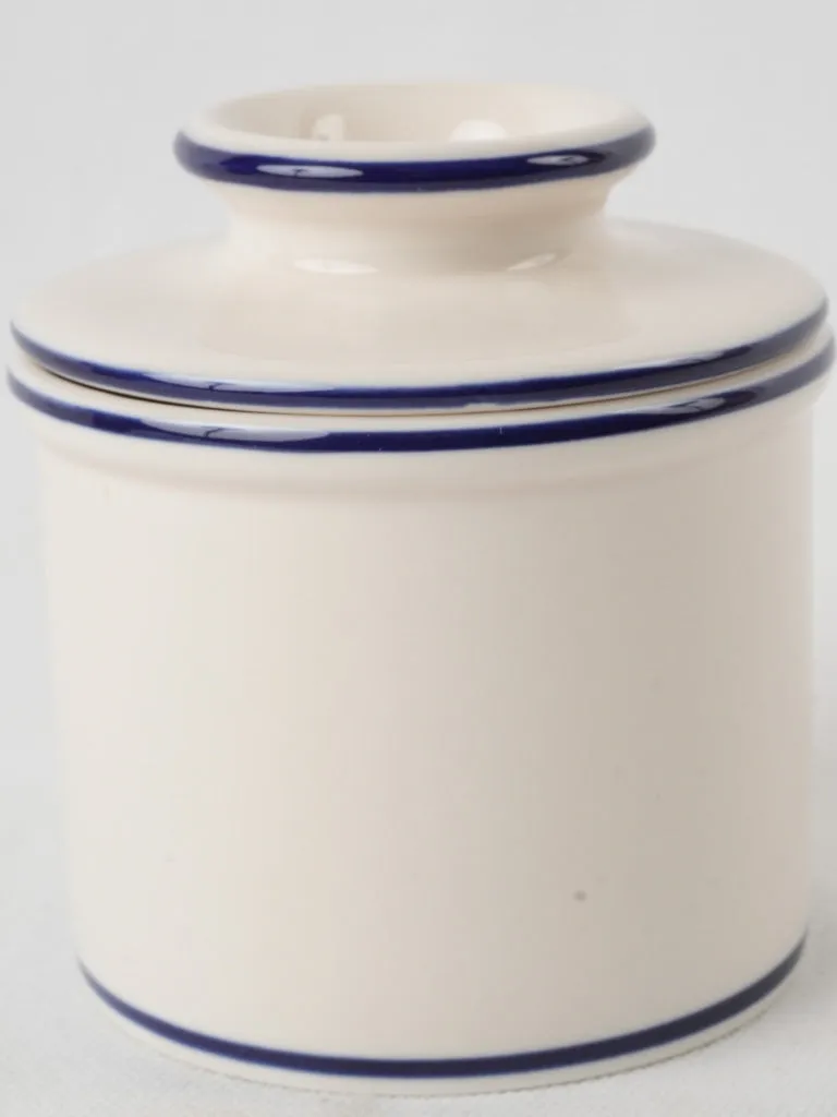 Ceramic butter bell w/ blue stripe in box w/ 3/3