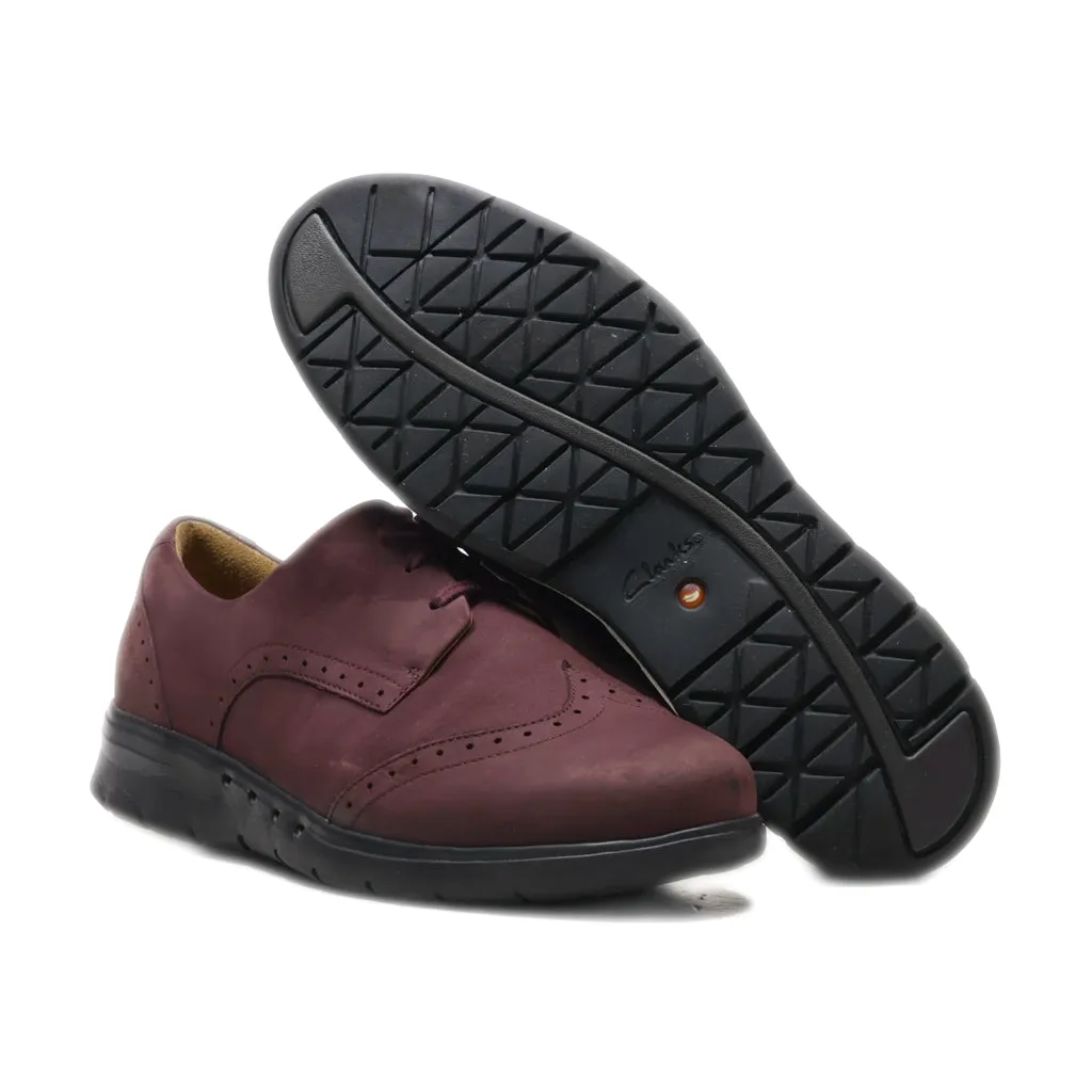 Clarks Lace Ups Leather Maroon Colour For Women
