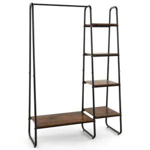 Clothes Rack Freestanding Storage Tower with Hanging Bar-Black