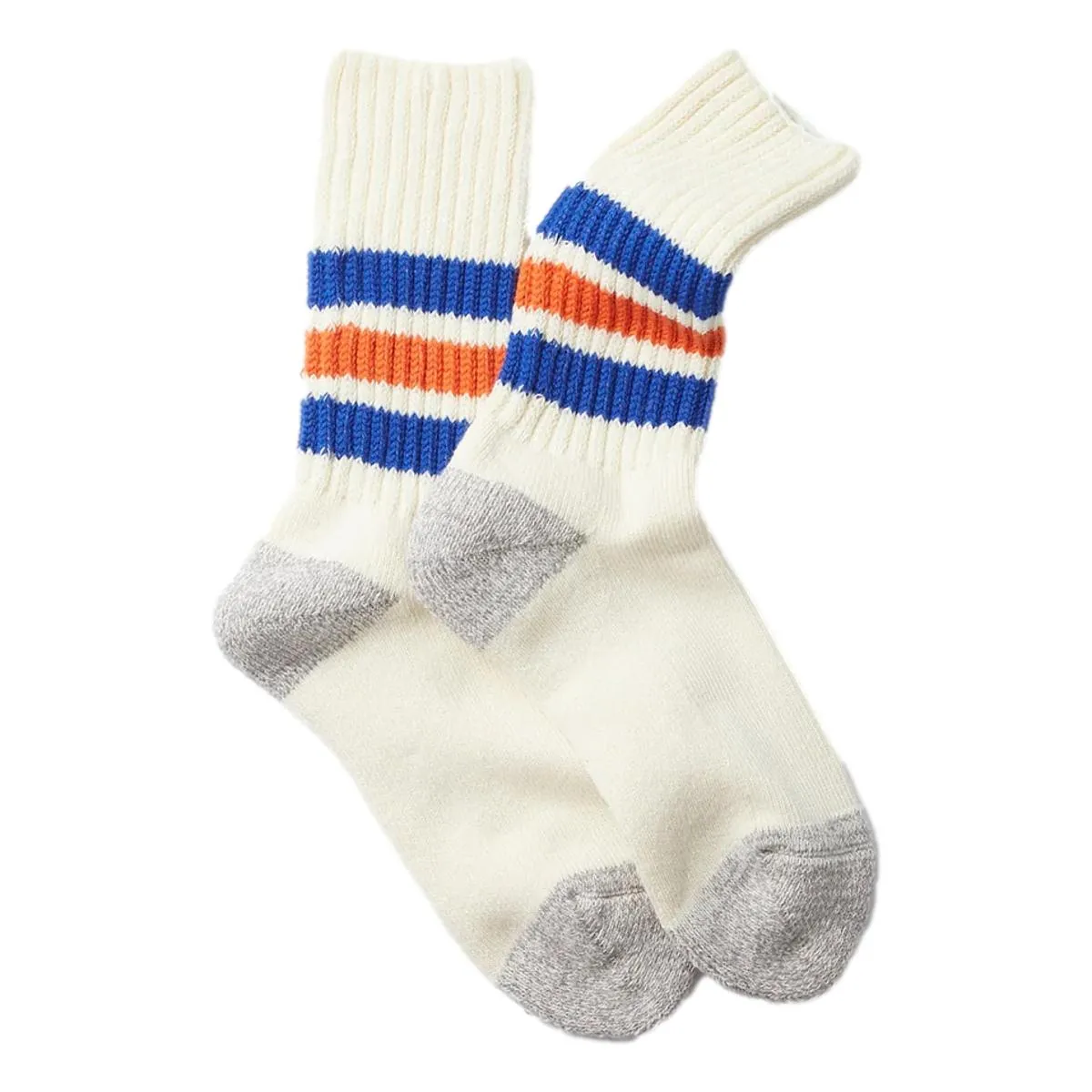 Coarse Ribbed Old School Crew Socks Blue Orange