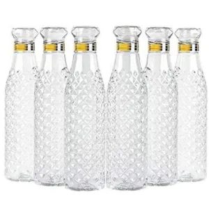 Crystal Clear Diamond Water Bottle 1 Litre, Plastic Fridge Water Bottle Set, Ideal for Office, Sports, School, Travelling, Gym, Yoga (Design May Vary)