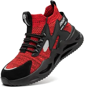 DEBONSAPT Steel Toe Shoes for Men Women Lightweight Safety Breathable Work Shoes Slip-Resistant Sneakers Reflective Indestructible Industria Construction Shoes Red 4.5