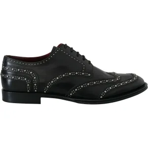 Dolce & Gabbana Elegant Studded Black Derby Shoes