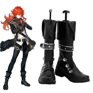 Genshin Impact Diluc Black Shoes Cosplay Boots