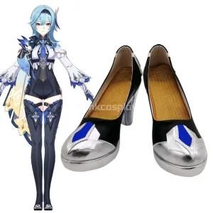 Genshin Impact Eula Silver Cosplay Shoes