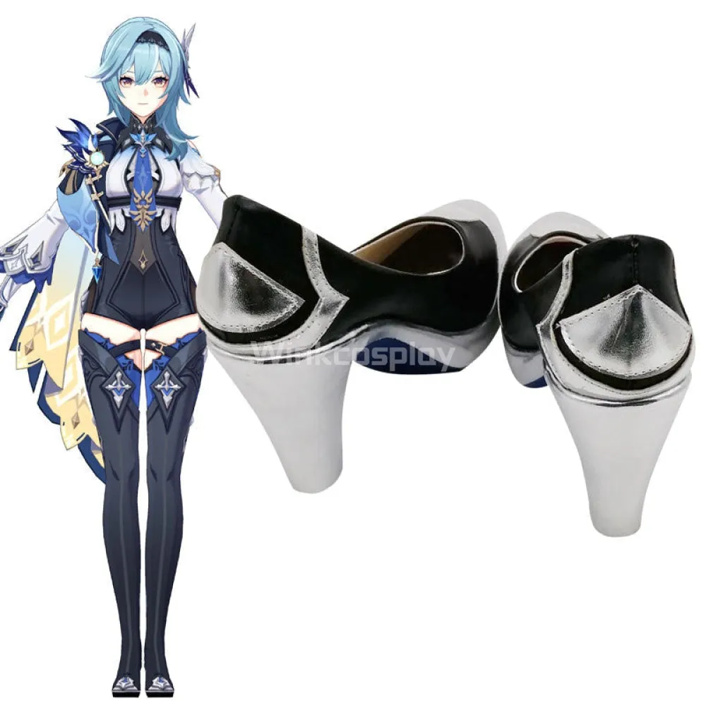 Genshin Impact Eula Silver Cosplay Shoes