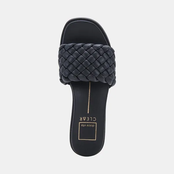 Grazie Woven Slide Sandal in Black