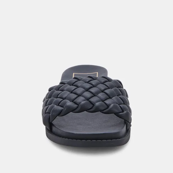 Grazie Woven Slide Sandal in Black