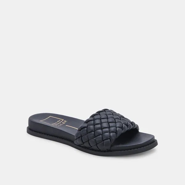 Grazie Woven Slide Sandal in Black