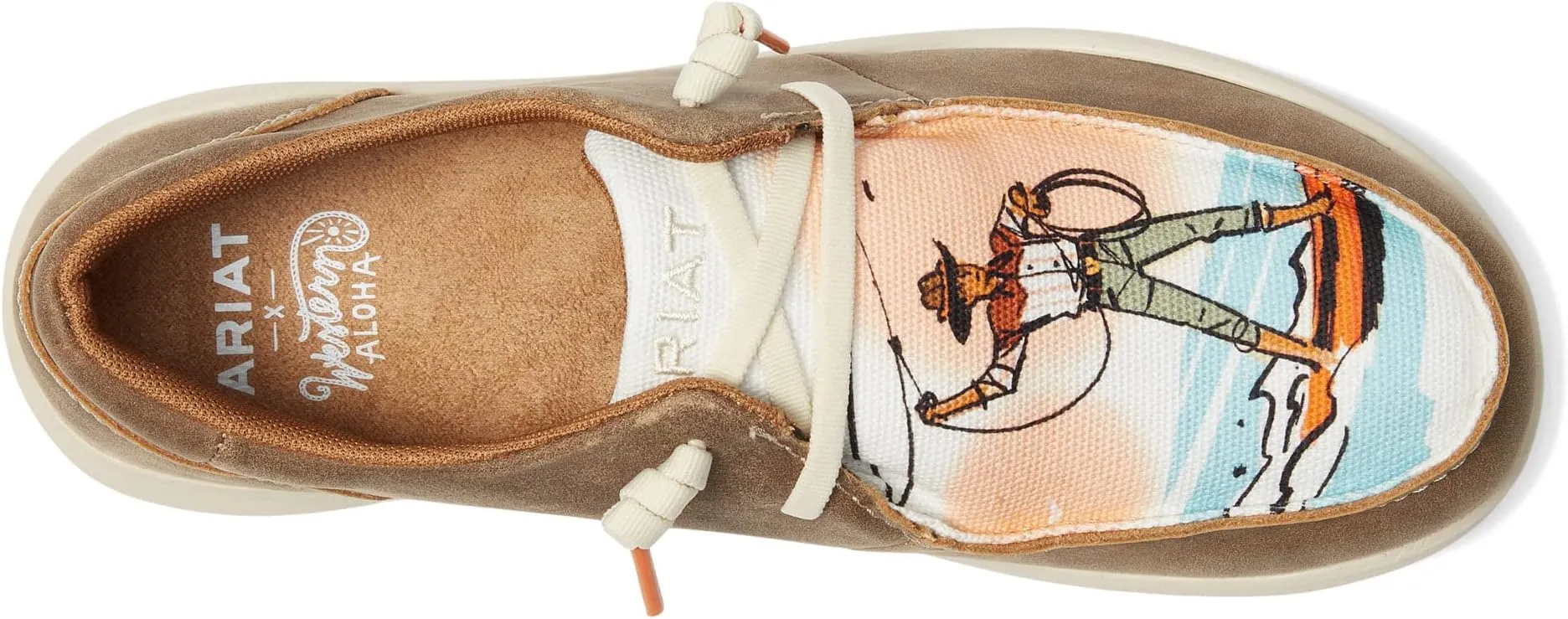 Hilo Western Aloha Ariat Sneaker in Brown Bomber/Surfing Paniolo Print