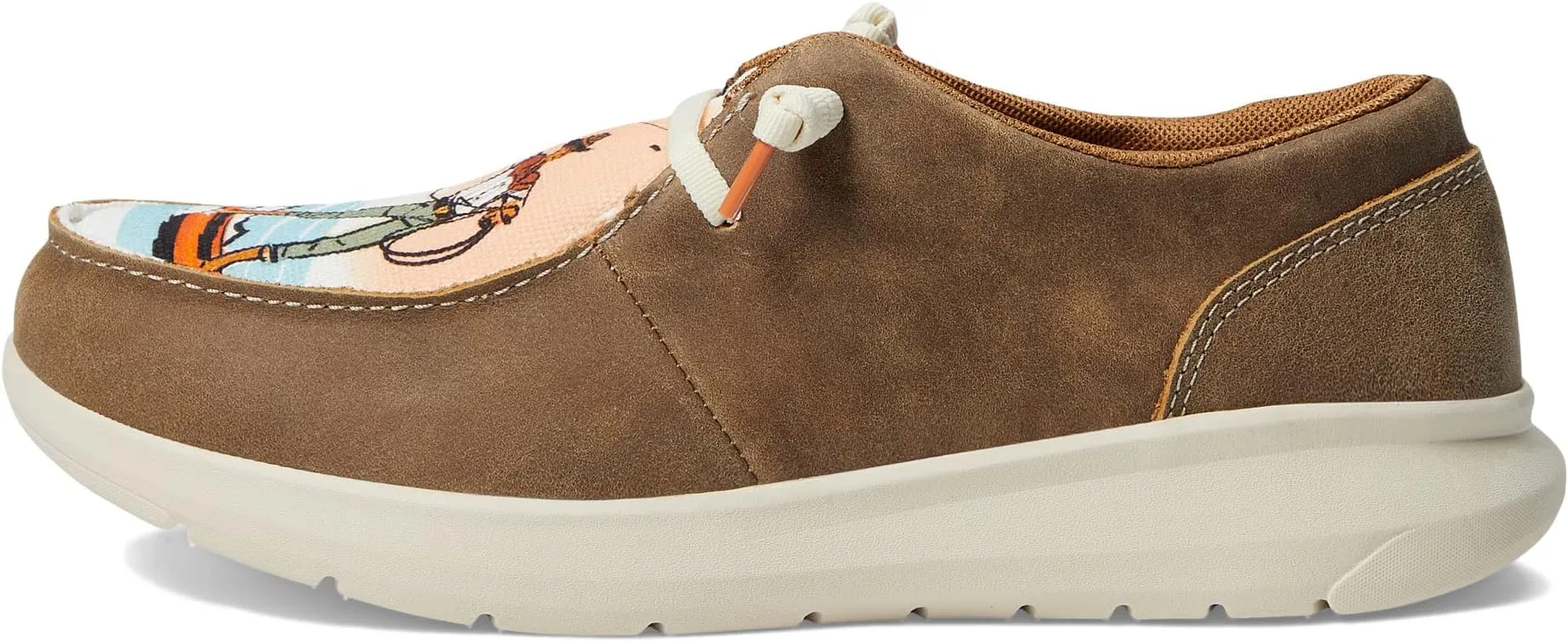 Hilo Western Aloha Ariat Sneaker in Brown Bomber/Surfing Paniolo Print