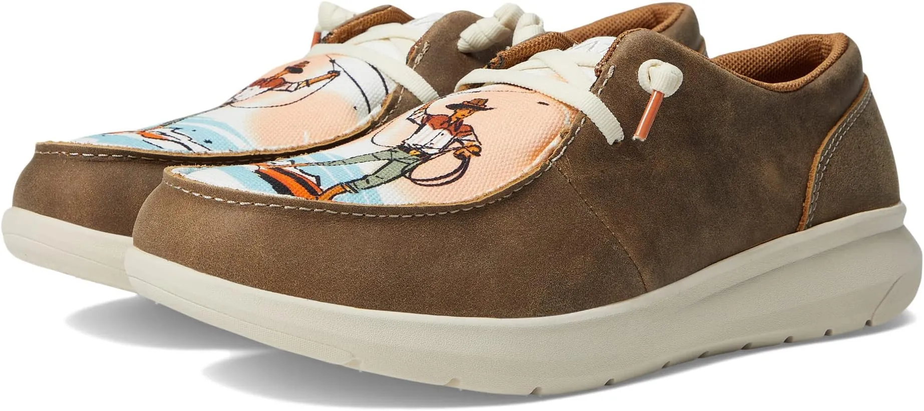 Hilo Western Aloha Ariat Sneaker in Brown Bomber/Surfing Paniolo Print