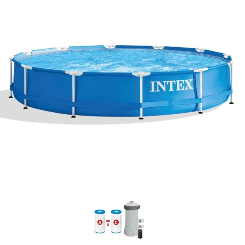 Intex Metal Frame 12' x 30" Above Ground Pool With Filter Pump
