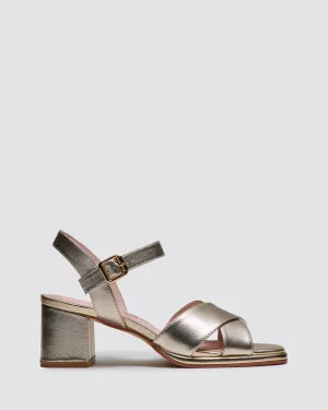 ISABELLA BLOCK HEELS PLATINO LEATHER