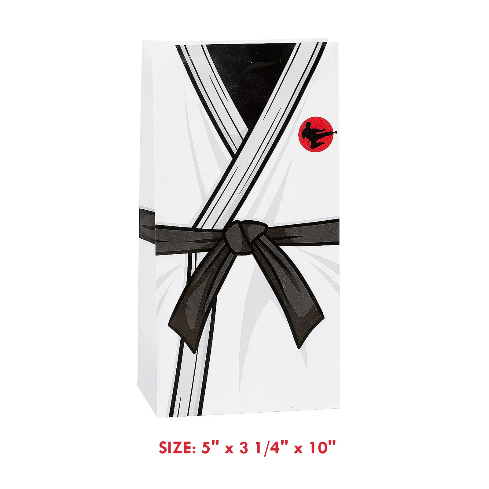 Karate Party Supplies - Treat Bags with Striped Paper Straws for 12 Guests