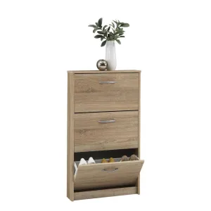 Kendale 3 Tier Shoe Storage Cabinet White, Oak