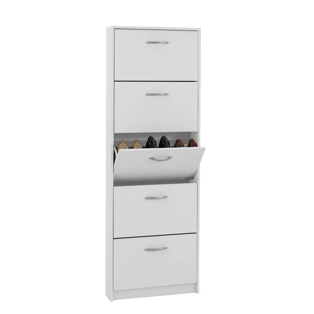 Kendale 5 Tier Shoe Storage Cabinet White, Oak