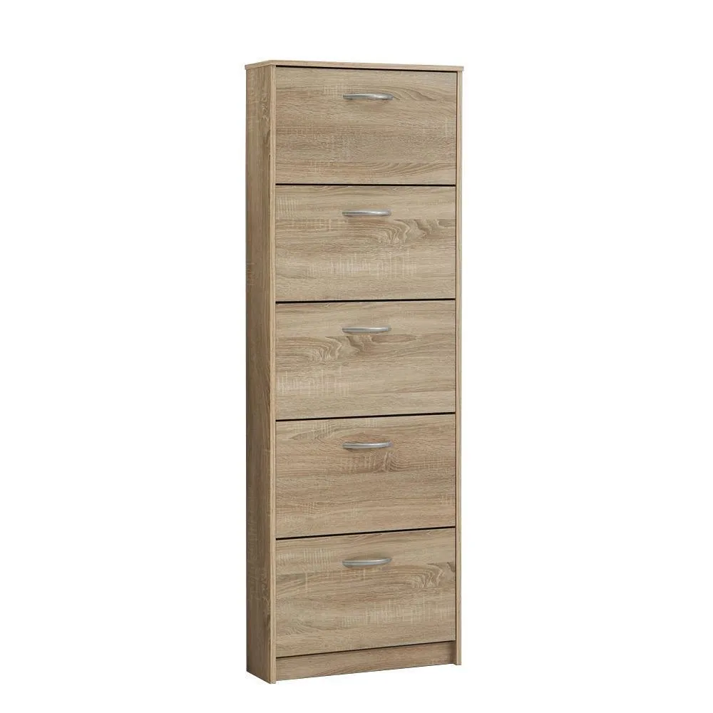 Kendale 5 Tier Shoe Storage Cabinet White, Oak