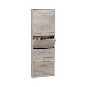 Kendale 5 Tier Shoe Storage Cabinet White, Oak