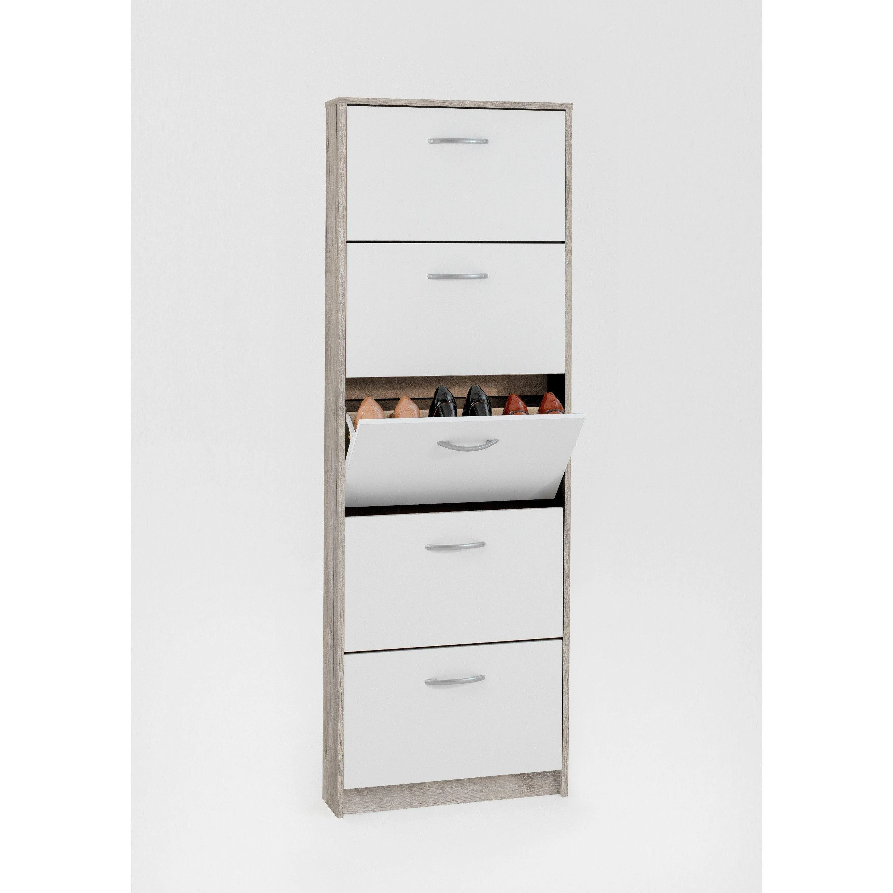 Kendale 5 Tier Shoe Storage Cabinet White, Oak