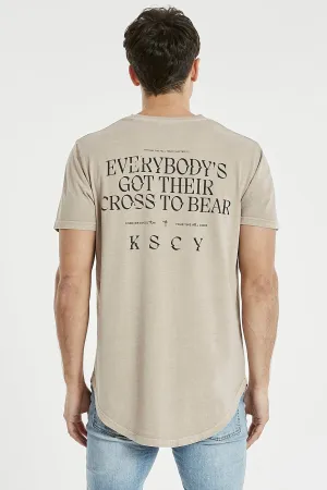 KISS CHACEY Mens Montercy Dual Curved Hem Tee Shirt - Pigment Warm Grey