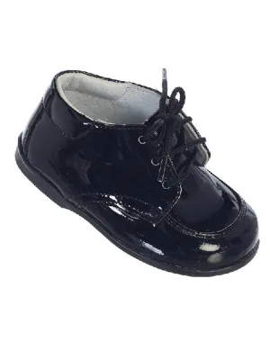 Little Boys Black Stitches Lace Up Dress Shoes 5-8 Toddler